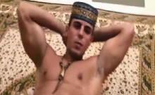 Muscular Latino Strokes His Big Dick