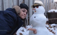 Teen gets fucked by snowman