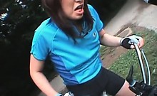 Teen japanese girls dildo fucked while riding bikes