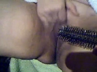 Hairy Brush in Pussy in spiky way