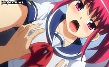 Anime Redhead Gets Anal Dildo