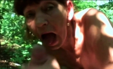 Slim Granny Tasting Massive Cock Outdoors In Pov