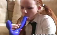 naughty emo hooker sucks a huge blue dildo