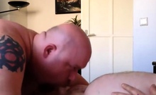 Sucking and eating fresh cum