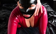 Blond latex slave hard BDSM fetish