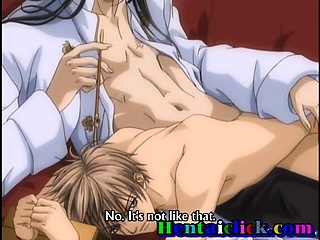 Tied up anime gay twink doggy style anal cock
