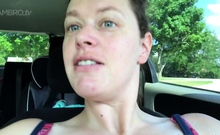 Sexy mature milf public car play