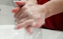 Washing My Hands For 30s Before Slapping My Pussy