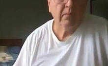 old man jerking his big dick