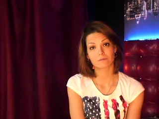 Russian amateur brunette babe on webcam talking with fans