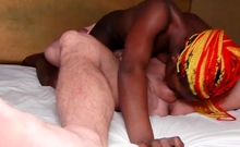 Suitor makes black whore squirt during sex
