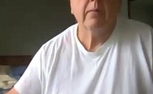 old man jerking his big dick