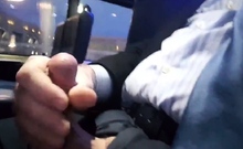 Jerking off on the bus. Big cum shot. Suit