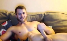 Muscle Hunk Stroking His Big Cock Solo