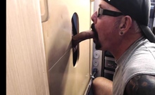 Real gloryhole DILF sucks hard dick