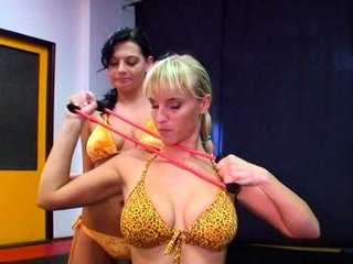 Busty blonde and brunette lesbian rubbing sex