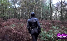 Solo eurobabe masturbating outdoors