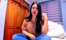 Cute curly brunette solo webcam masturbation