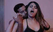 Busty brunette sucks and licks big cock in a close up