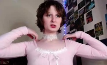 Cute curly brunette solo webcam masturbation