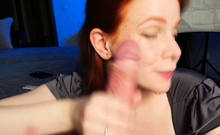She Gave Him a Handjob Until He Climaxed on Her Face