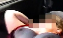 Big-Tits Girl Flashes Truckers in Car Softcore Video