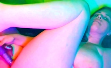 Stacked brunette goes solo toys and masturbation