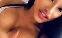Glamour babe with big boobs masturbates in lingerie