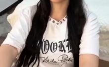 Cute curly brunette solo webcam masturbation