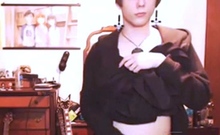 Short-Haired Crossdresser Cutie on Webcam