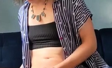 Dressed Sofia Rossi Masturbates On The Couch