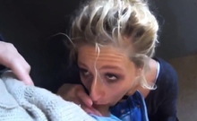 Blonde Amateur Receives Facial After Deep-throat Blowjob